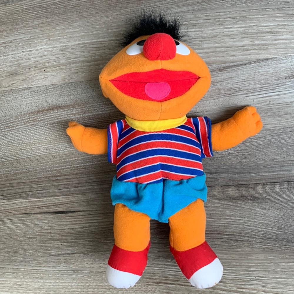 Tickle Me Ernie Sesame Street Muppet Doll Tyco 1990s Jim Henson Collectible